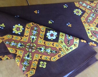 Brown Seventies Printed Kitchen Tablecloth