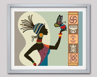 African Woman Art, Afrocentric Art, Afrocentric Decor, African Print, African Art, African American Art, African Gifts