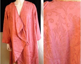 Vintage 1910s Pink Silk Damask Coat 1915 Edwardian Antique Cloak