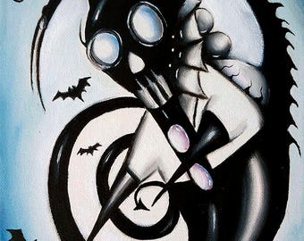 Original Oil Painting by Aleta Welling - "Catch A Bat" 33x38 cm