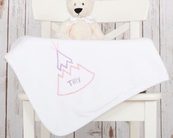 Personalised Baby Blanket | Monogram Blanket | Embroidered Teepee Blanket | New Baby Gift
