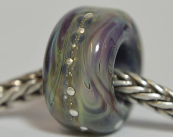 Unique Handmade Lampwork Glass European Charm Bead with Pure Silver - SRA - Fits all charm bracelets - Silver Core Options