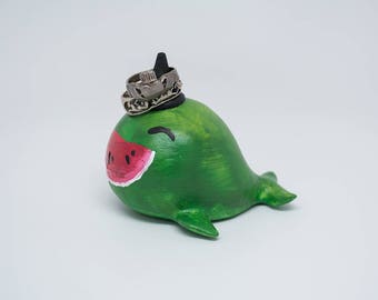 Painted 3D Printed Party Whale Ring Holder