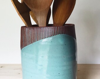 Ceramic Utensil Holder (Made to Order) - Kitchen Storage - Modern Minimal Simple Pottery by Osa