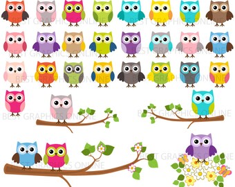 80% OFF SALE, Owl clipart, Owl, Cute owl clipart, Owl Scrapbooking, Digital owl clipart, Colorful rainbow owl clipart set, Owl clip art LL6