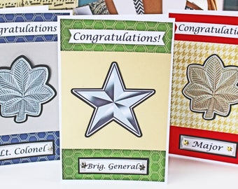 Military, Promotion, Handmade, Card, Lieutenant, Colonel, Captain, Major, General, US, Air, Force, Army, Marines, Navy, Coast, Guard, Nation