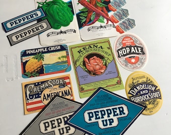 Vintage set of soda fruit labels