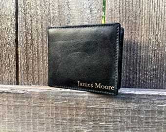 Mens Personalized Wallet, engraved wallet, custom wallet. leather wallet, anniversary gift, gift for him, fathers day gift,