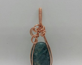 Blue Apatite stone Wrapped in Copper Wire