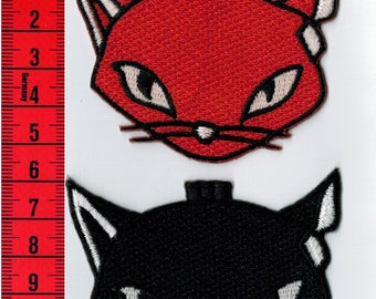 Badge Duo cats embroidered iron or sew. Patch applique
