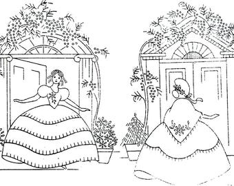 2 Southern Belle / Crinoline Lady embroidery pattern BB