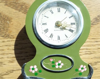 Vintage Forest Green French Country Westclox Alarm Clock