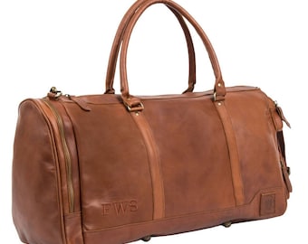 Handmade Leather Holdall/Duffle - Weekend Bag - Overnight Leather Bag in Vintage Brown by MAHI Leather