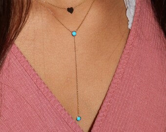 14k Turquoise Lariat