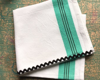 Handmade Cotton Retro Aqua Dish Towel