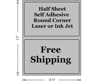 Standard Gray Shipping Labels 8.5x5.5 Half Sheet Self Adhesive Etsy PayPal Stamps USPS InkJet Laser Free Same Day Shipping