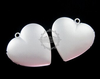 5pcs 29mm matte silver heart shape DIY photo locket pendant charm supplies 1132009