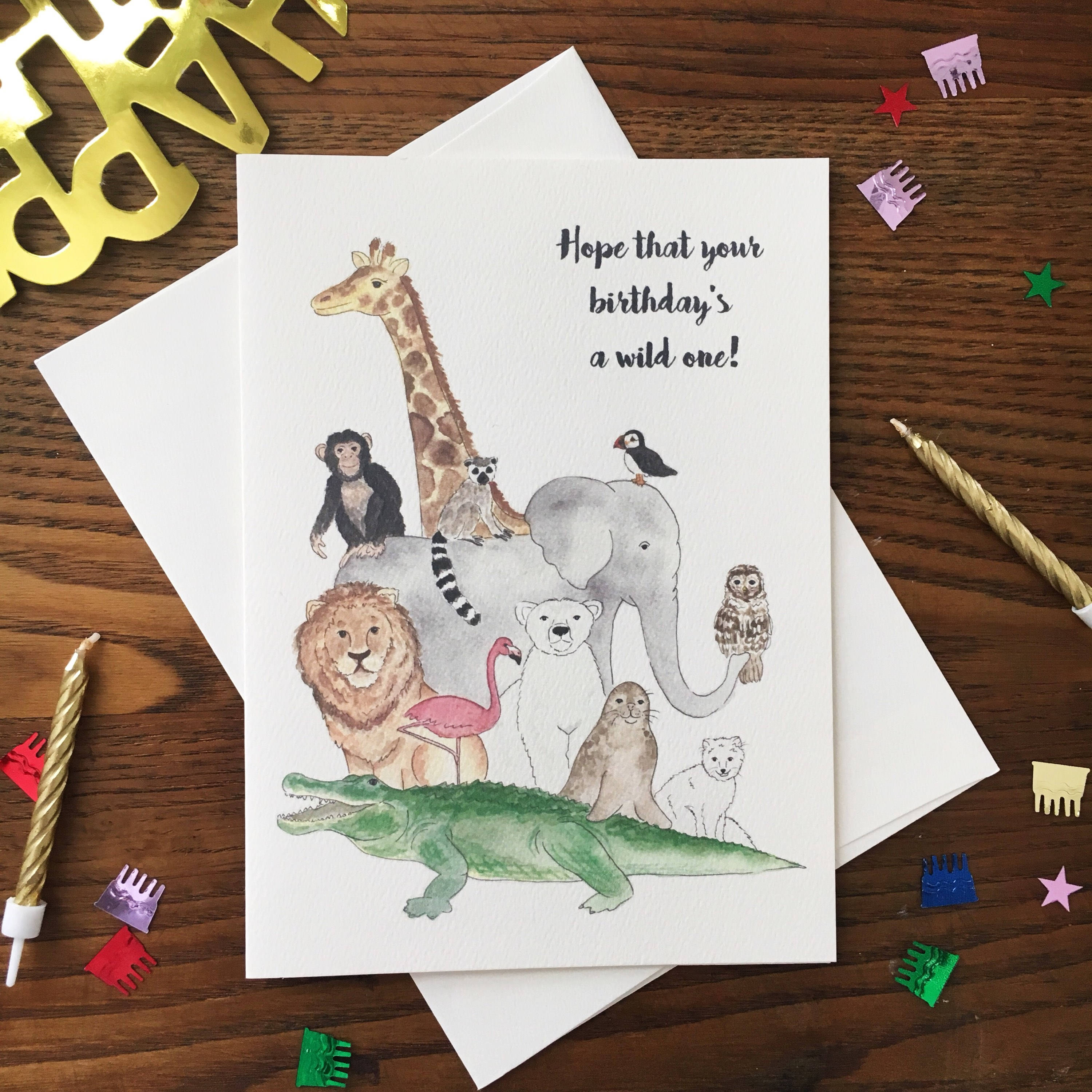 Animal Birthday Card. Zoo Animal Card. Wild Birthday. Get Wild