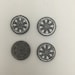 4 one inch round metal spoked tory wheels