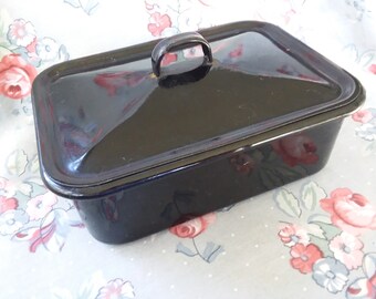 Vintage Enamel Refrigerator Bin With Lid