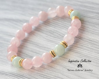 Rose quartz bracelet|Gift|for her|Amazonite Gemstone Bracelet|Beads Bracelet|Womens gift|Womens bracelet|Rose quartz Gemstone Jewelry