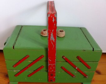 Sewing box sewing box sewing box wooden sewing box mid century
