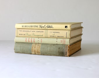 Old Books for Decor, Vintage Book Set, Home Decor Books, Book Stack, Decorative Books for Display, Books for Decoration, Tan Beige Neutral