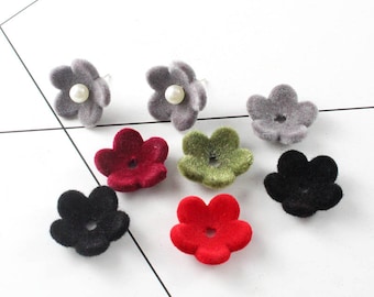 10PCS Velvet Five Flowers Love Charms Winter Charm Flower Pendant Kawaii Charm DIY Handmade Supplies DIY Earring Finding