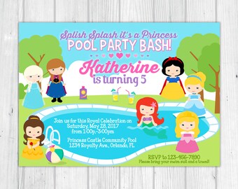 Disney Princess Pool Party Invitations 9