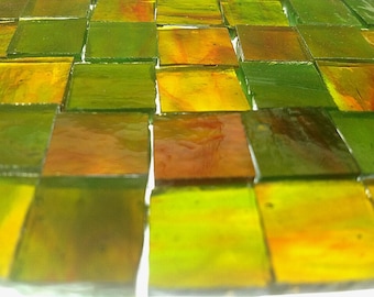 RED-ORANGE & GREEN 1/2" or 3/8" Mosaic Stained Glass Tile Supply i-7