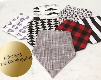 Baby Bandana Bibs - Any 5 Custom Bandana Bibs- Bandana Bibs Boys- Bandana Bibs Girls- Drool Bibs- Teething Bibs-Dribble Bibs