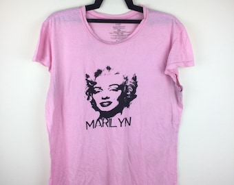 MEGA SALE !! Marilyn Monroe Women Shirt Nice Print Pink Colour Singer Artists