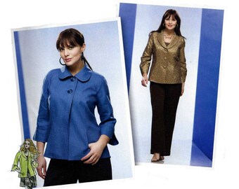 Women's Sewing Pattern, Jacket with Round or Shawl Collar, Plus Size 18, 20, 22, 24 Bust 40, 42, 44, 46 Uncut Simplicity 2899