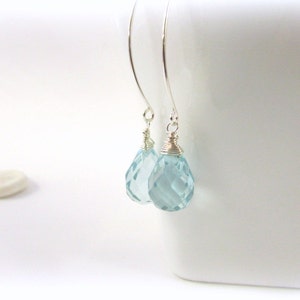 Teardrop Earrings Sterling silver Earrings. Aquamarine Earrings. Made in Maine. Drop earrings. Silver drop earrings. Dangle earrings