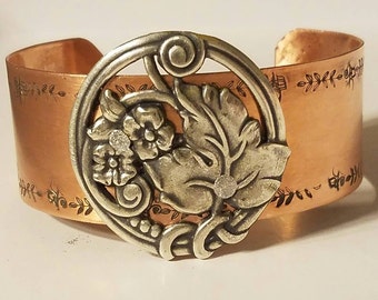 Silver Leaf Cuff Bracelet