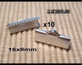* ¤ Set of 10 silver metal claw greenhouse-Ribbon/tips - 16x8mm ¤ * #A9