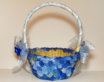 Something Blue Hydrangea Flower Girl Basket
