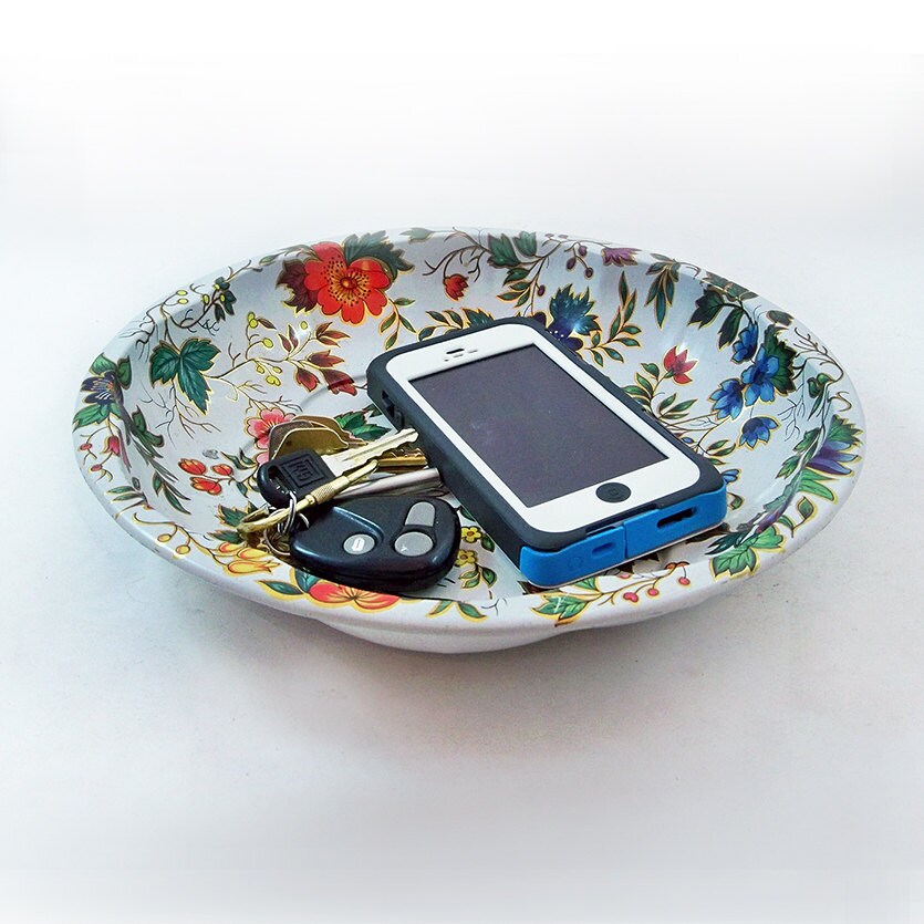 Vintage Daher Decorated Ware Metal Litho Bowl Floral Pattern