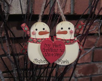 Mr. and Mrs. Personalized Snowmen Couple Ornament - Our First Christmas as Mr. & Mrs., Personalized Mr and Mrs, Wedding Personalized, Gift