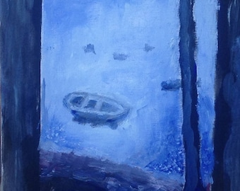 Oil painting of Window View to the Sea