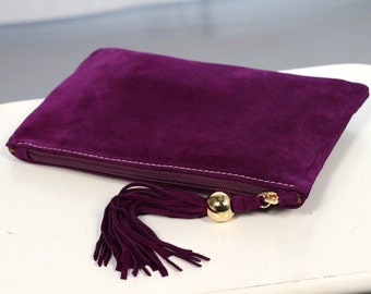 Purple Suede Clutch with Tassel art.S64R41
