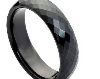 Black IP Faceted Ring – 6mm