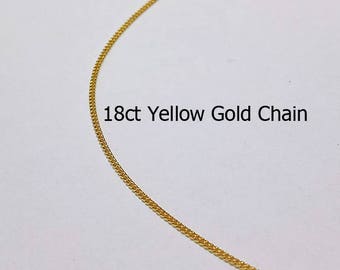 18ct 750 Solid Yellow Gold Curb Link Chain Necklace for Pendant Jewellery