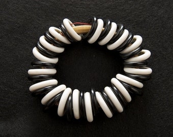 Funky Black and White Stretch Bracelet