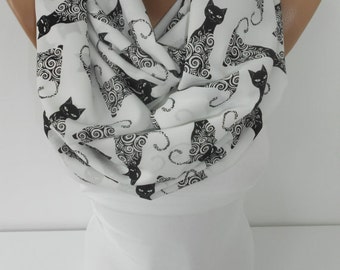 Cat Scarf Gift For Her Mothers Day Gift For Mom Gift For Cat Mom Gift For Pet Lover Infinity Scarf Cat Lover Gift Winter Scarf Accessories