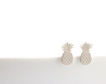 Pineapple Stud Earrings - Sterling Silver Pineapple earrings, Summer Jewelry