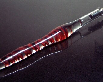 Short redrum swirls handformed glass calligraphy & drawing dip pen fitted with changeable nib holder