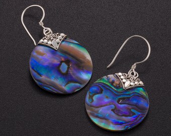 Abalone earrings. Paua shell earrings. beach jewelry. Sterling silver abalone earrings. abalone shell jewelry.