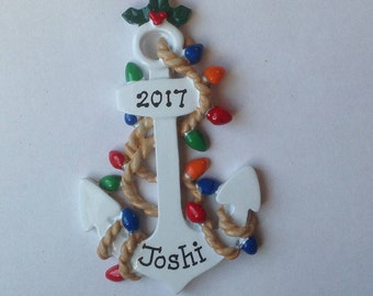 Personalized Christmas Ornament Anchor, Nautical,Ship, Boat, Wedding Favors -Free Personalization