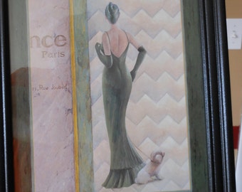 Eugene Print of Fashionable French Woman and Her Little Dog